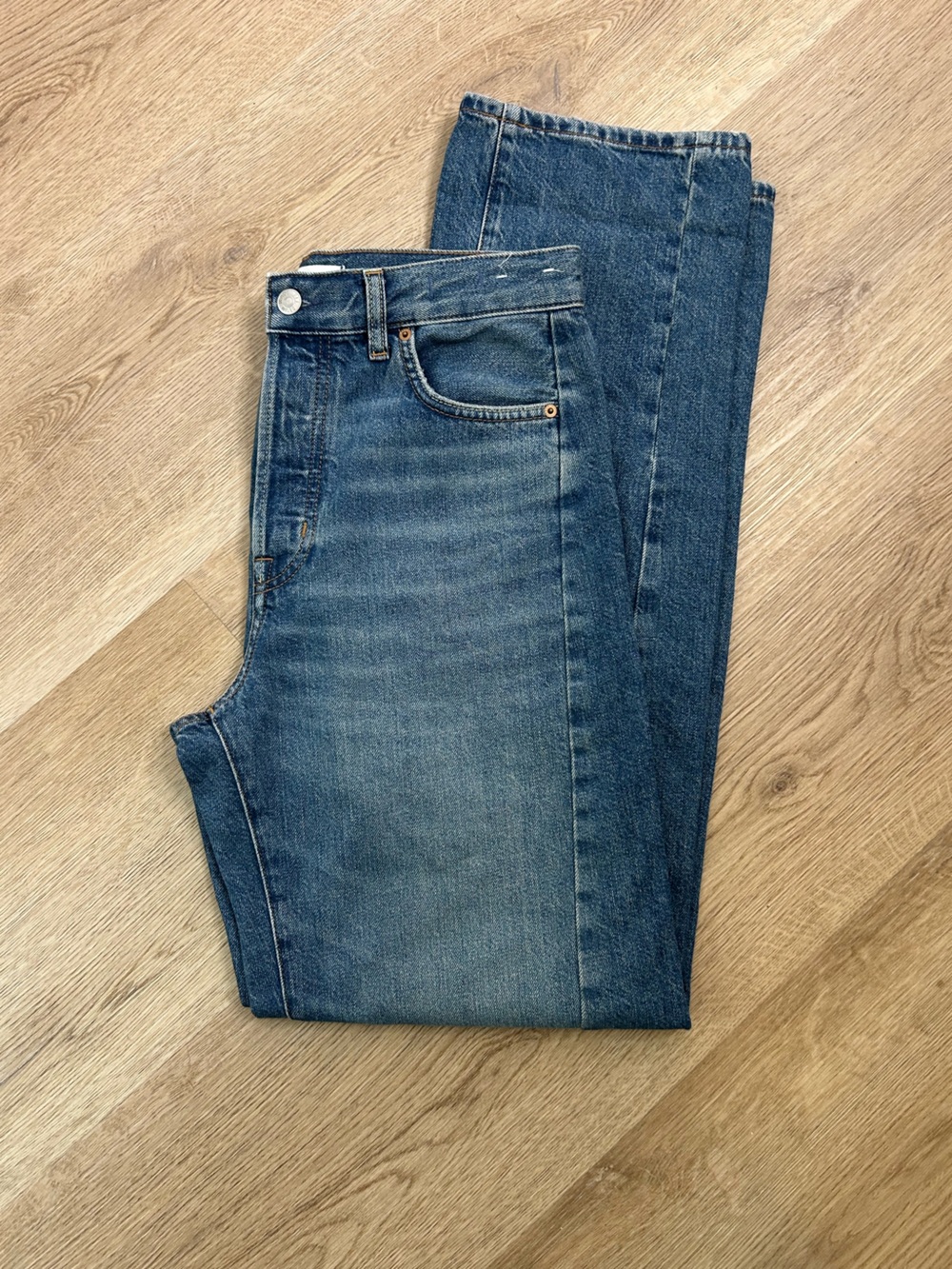 Madewell 100% Cotton Denim Pieced Barrel - Leg Jean Medium Wash